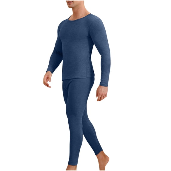IYTR Men's Solid Color Thermal Underwear Set Soft Long Johns Base Layer Cold Weather Warm Suits Winter Sets Navy XXXL