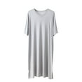 thumbnail image 1 of IYTR Men's Solid Color V Neck Sleepwear Casual Lightweight Nightshirt Short Sleeves Sleep Shirt White L, 1 of 6