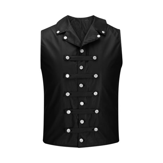 IYTR Men's Solid Color Waistcoat Steampunk Vest Gothic Victorian Vintage Waistcoat Tailcoat Outwear Costume Tops Vest Black L