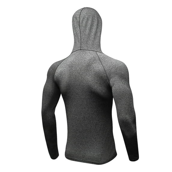 IYTR Men's Sport Jackets Long Sleeve Jacket Zipper Hooded Neck Casual Hoodie Sport Jackets with Pocket Solid Color Gray L