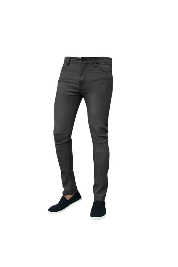 Men's Stretch Denim Slim Fit Straight Leg Jeans with Basic Style Dark Washed Color Black L