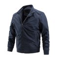 thumbnail image 1 of IYTR Men's Style Lightweight Stand Collar Long Sleeve Full Zip Up Windproof Jacket Coat with Zipper Pockets Dark Blue L, 1 of 2