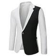 thumbnail image 1 of IYTR Men's Suit Coat Pacthwork Long Sleeve Jacket Button Up Turndown Collar Fashion Personality Casual Suit Jacket with Pocket White L, 1 of 4