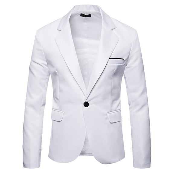 IYTR Men's Suit Coat Slim Fit One Button Blazer Suit Jacket Business Wedding Party Tuxedo White S