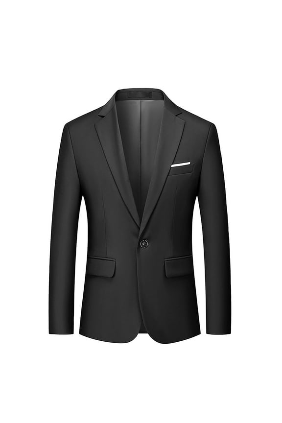 Men's Suit Jacket Slim One Button Blazer Business Casual Work Office Wedding Party Tuxedo Black XXXXL