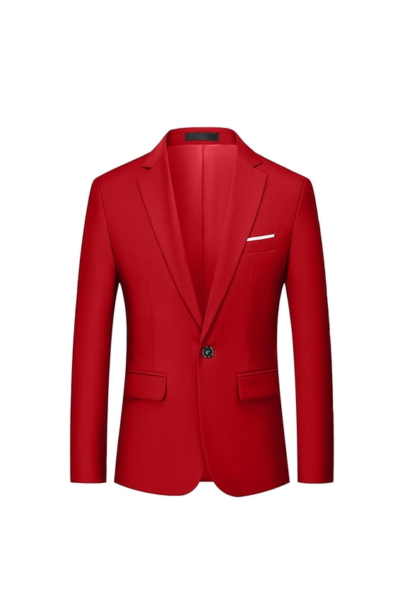 Men's Suit Jacket Slim One Button Blazer Business Casual Work Office Wedding Party Tuxedo Red XXXXXXL