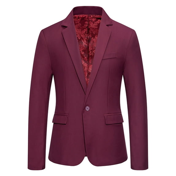 IYTR Men's Suit Jacket Solid Color Lapel Coat One Button Slim Fit Business Blazer Tuxedo Wedding Party Prom