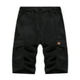 thumbnail image 1 of IYTR Men's Summer Cargo Shorts Multi-Pocket Bermuda Beach Shorts Straight Fit Drawstring Elastic Waist Knee Length Shorts Black L, 1 of 6