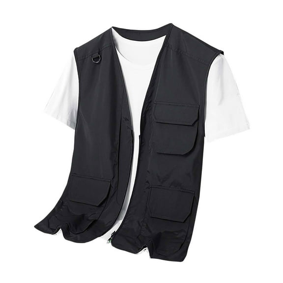 IYTR Men's Summer Outdoor Multi-Pocket Quick-Drying Breathable Mesh Fishing Vest Photographer Waistcoat Travel Vest Black XXXL
