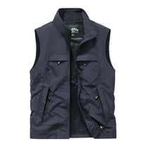 IYTR Men's Summer Outdoor Vest Lightweight Breathable Sleeveless Jacket Travel Quick Dry Hiking Vest with Multi Pockets Dark Blue XL