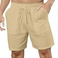 thumbnail image 1 of IYTR Men's Summer Shorts Drawstring Elastic Waist Beach Shorts with Pockets Solid Color Loose Fit Shorts for Workout Running Gym Home Khaki M, 1 of 7