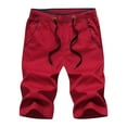 thumbnail image 1 of IYTR Men's Summer Shorts Linen Drawstring Elastic Waist Pockets Bermuda Beach Shorts Red XXL, 1 of 3
