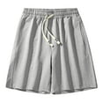 thumbnail image 1 of IYTR Men's Summer Shorts Solid Color Drawstring Elastic Waist Loose Fit Sports Beach Shorts with Pockets Gray S, 1 of 7
