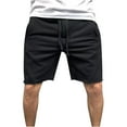 thumbnail image 1 of IYTR Men's Summer Sports Dstring Shorts Solid Color Hem Beach Shorts Workout Shorts with Pockets Black M, 1 of 6