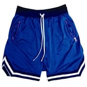 IYTR Men's Summer Sports Mesh Shorts Quick-Drying Breathable Zipper Pockets Beach Shorts with Dstring Sweatpants Blue XXL