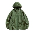 thumbnail image 1 of IYTR Men's Sunscreen Coat Patchwork Long Sleeve Jacket Relaxed Sun Protection Jacket with Pocket Zipper Hooded Neck Coat Army Green-B XXL, 1 of 6