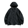 thumbnail image 1 of IYTR Men's Sunscreen Coat Patchwork Long Sleeve Jacket Zipper Hooded Neck Coat Relaxed Sun Protection Jacket with Pocket Black M, 1 of 6