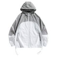thumbnail image 1 of IYTR Men's Sunscreen Coat Zipper Hooded Neck Coat Patchwork Relaxed Sun Protection Jacket with Pocket Long Sleeve Jacket Gray S, 1 of 6