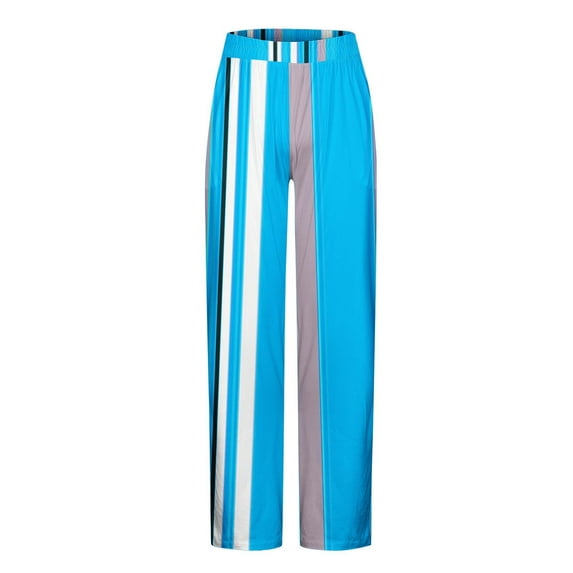 IYTR Men's Sweatpants Elastic Waist Straight Leg Pants Leisure Workout Long Pants with Pockets Striped Blue S