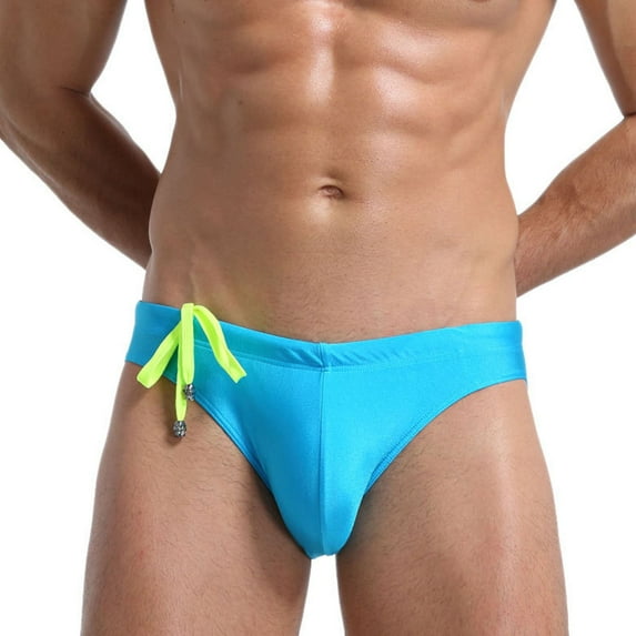 IYTR Men's Swimwear Briefs Swimsuit Black Drawstring Quick Dry Beach Swimming Workout Sports Underwear Sky Blue S