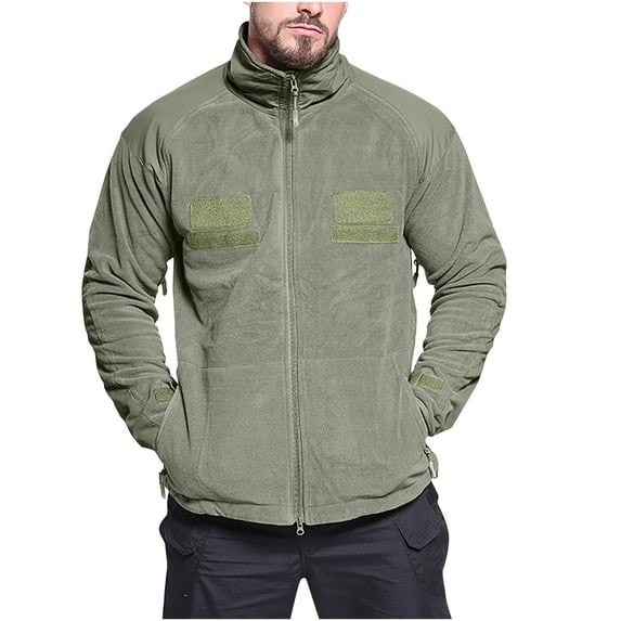 IYTR Men's Fleece Jacket Winter Warm Military Coats Outdoor Sportswear Hiking Camping Jackets with Multi-Pockets Green XL
