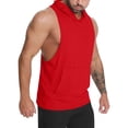 thumbnail image 1 of IYTR Men's Tank Top Shirts Hooded Neck Summer Sleeveless Tank Tops Vest Solid Color Sports Casual Tees Shirts Red M, 1 of 4