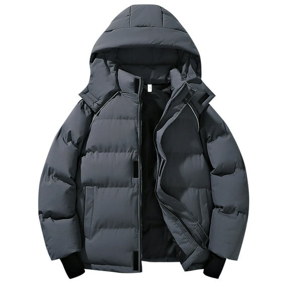 IYTR Men's Thicken Puffer Jacket Windproof Windwater Outwear Insulated Long Sleeve Warm Winter Coat Zip Up Jacket with Pockets (Gray,M)