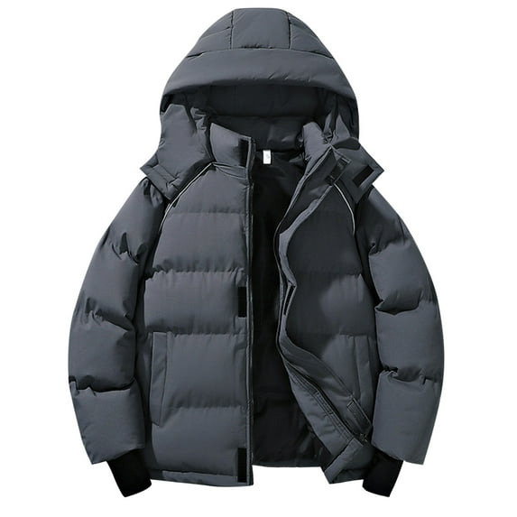 IYTR Men's Thicken Puffer Jacket Windproof Windwater Outwear Insulated Long Sleeve Warm Winter Coat Zip Up Jacket with Pockets (Gray,XXXXL)