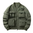 thumbnail image 1 of IYTR Men's Utility Jacket Multi Pocket Jacket Lightweight Zip Up Outwear Streetwear Fashion Coat Large Pockets Solid Color Army Green XXL, 1 of 4