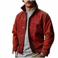 thumbnail image 1 of IYTR Men's Vintage Cargo Jacket Lightweight Trucker Jackets Long Sleeve Lapel Button up Fashion Casual Work Coats (Wine,XXL), 1 of 6