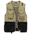 thumbnail image 1 of IYTR Men's Waistcoat Multi Pocket Outdoor Fishing Hunting Waistcoat Breathable Lightweight Camping Hiking Work Waistcoat with Zippered Pockets Khaki L, 1 of 6