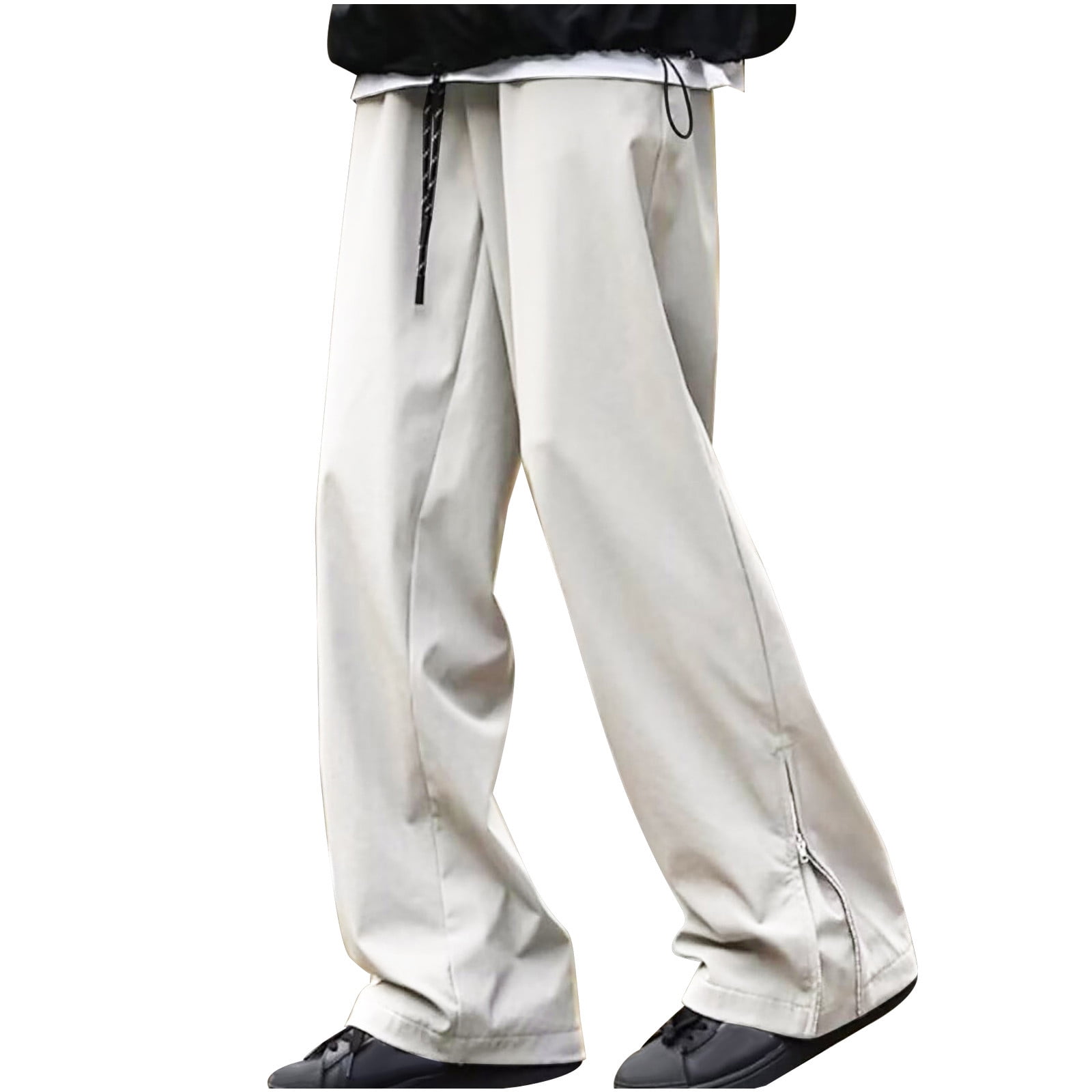 IYTR Men's Wide Leg Pants Loose Trousers Straight Leg Zipper Sweatpants ...