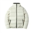 thumbnail image 1 of IYTR Men's Winter Bread Clothes Coat Long Sleeve Jacket Solid Color Zipper Stand-up Collar Comfy Thicken Warm Jacket Coats with Pocket White L, 1 of 5