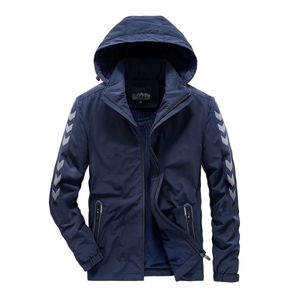 IYTR Men's Winter Coats Windproof Waterproof Hooded Jackets Fleece Warm Outwear Thermal Thickened Parkas Coats Plus Size Dark Blue M