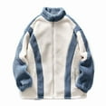 thumbnail image 1 of IYTR Men's Winter Color Block Sherpa Fleece Zip Up Teddy Outwear Oversized Fleece Warm Coat Blue XXL, 1 of 1