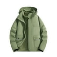 thumbnail image 1 of IYTR Men's Winter Jacket Long Sleeve Fleece Lined Thick Warm Hoodie Solid Color Windproof Outdoor Coat Snow Jacket Green XL, 1 of 4