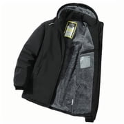 IYTR Mens Winter Jacket Waterproof Warm Jacket Fleece Lined Warm Snow Coat Hiking Windproof Rain Windbreaker Black,XXL