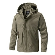 IYTR Mens Winter Jacket Windproof Warm Hooded Outdoor Coat Thick Sport Hiking Climbing Jacket Black Khaki M
