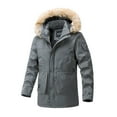 thumbnail image 1 of IYTR Men's Winter Parka Jacket Faux Hood Thick Warm Winter Coat Thicken Outerwear Windproof Snow Jacket Large Pockets Gray XXXXL, 1 of 6