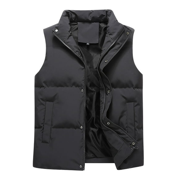 IYTR Men's Winter Puffer Waistcoat Warm Sleeveless Jacket Stand Collar Padded Waistcoat Outdoor Thick Waistcoat Black XL