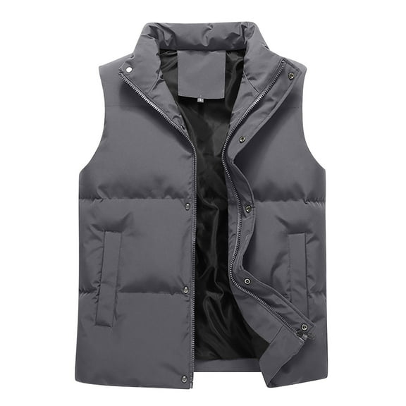 IYTR Men's Winter Puffer Waistcoat Warm Sleeveless Jacket Stand Collar Padded Waistcoat Outdoor Thick Waistcoat Gray XXXXXXL