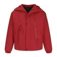 thumbnail image 1 of IYTR Men's Winter Stand Collar Solid Color Zipper Long Sleeve Hooded Padded Coats Outwear Warm Thickening Parkas Jackets Overcoats Red M, 1 of 1