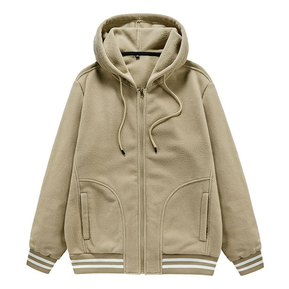 IYTR Men's Winter Thicken Fleece Hoodie Jacket with Pockets Vintage Baseball Hooded Sweatshirt Coat Outwear Khaki XXXXL