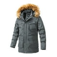 thumbnail image 1 of IYTR Men's Winter Thickened Down Coats Long Sleeve Hooded Puffer Coat Thicken Cotton Warm Parka Hooded Jacket (Gray,L), 1 of 9