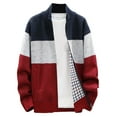 thumbnail image 1 of IYTR Men's Winter Warm Color Block Knitted Cardigan Sweater with Zipper Pockets Stand Collar Outwear Navy XXXL, 1 of 5