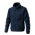 thumbnail image 1 of IYTR Men's Winter Warm Fleece Jacket Stand Collar Zipper Thicken Lamb Wool Coats Male Outwear Pockets Windproof Overcoat, 1 of 1