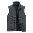 thumbnail image 1 of IYTR Men's Winter Warm Fleece Vest Outdoor Stand Collar Sleeveless Waistcoat Multi-Pockets Zipper Thermal Vest Plus Size Gray XL, 1 of 1