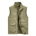 thumbnail image 1 of IYTR Men's Winter Warm Fleece Vest Outdoor Stand Collar Sleeveless Waistcoat Multi-Pockets Zipper Thermal Vest Plus Size Khaki XXXXXL, 1 of 1