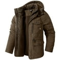 thumbnail image 1 of IYTR Men's Winter Warm Hooded Coats Thicken Fleece Jackets Outwear Multi-Pockets Windproof Overcoat Parkas Brown S, 1 of 1
