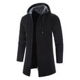 thumbnail image 1 of IYTR Men's Winter Warm Long Sleeve Hooded Drawstring Thicken Fleece Cardigan Sweater Coat Outwear with Pockets Black XXL, 1 of 6